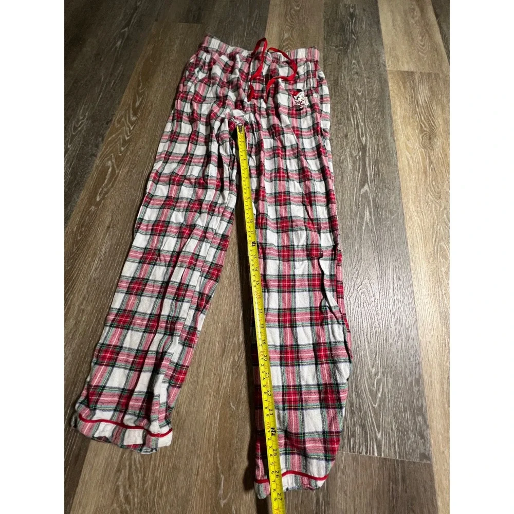 Disney Pajama Pants Mens S Red White Plaid Mickey Mouse Holiday Flannel - Picture 5 of 8
